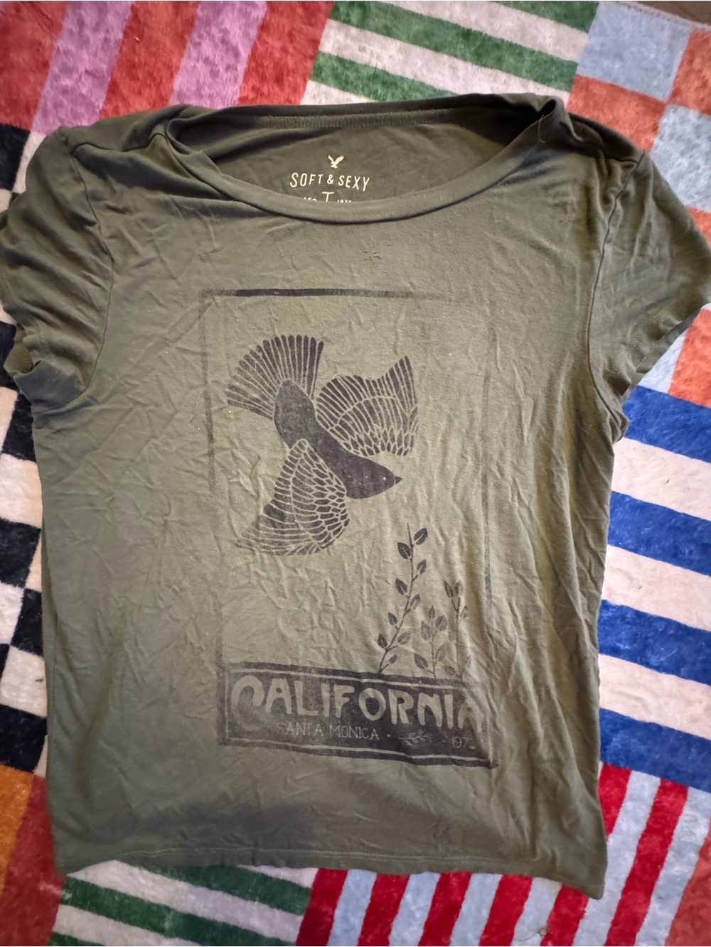 American Eagle Outfitters Olive Green California Graphic Tee